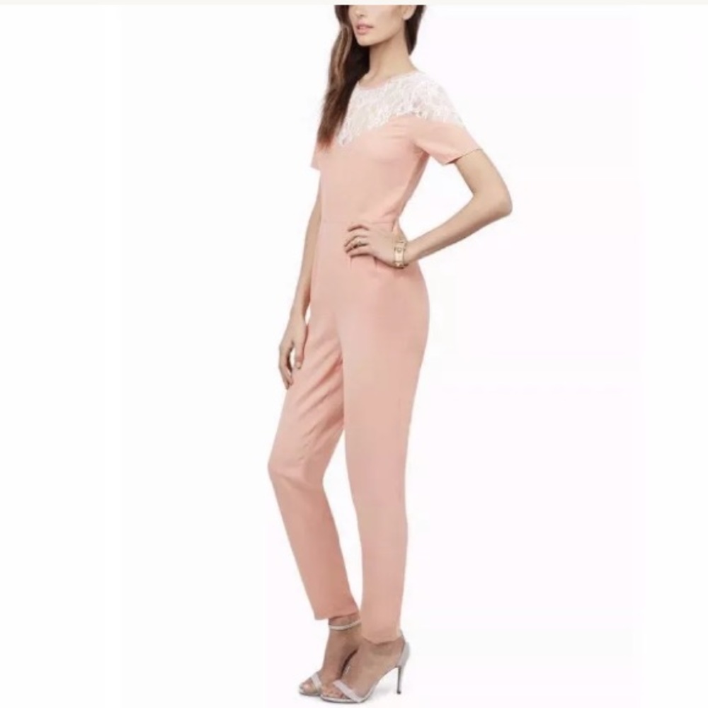 Tobi Mrs. Bond Blush Pink Lace Jumpsuit